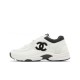 CHANEL Black and white Panda mesh breathable leather shock-absorbing anti-slip wear-resistant low-top running shoes  beige black