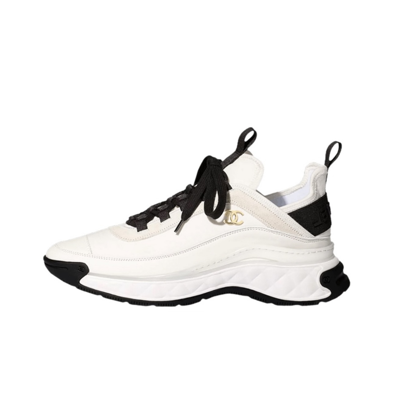 CHANEL velvet splicing anti-slip wear-resistant wrap balanced low-top sports casual shoes women's white